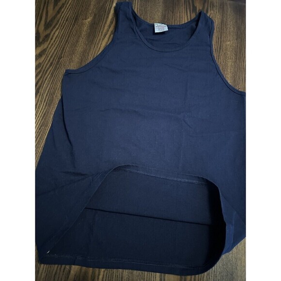 Vintage 90s Pluma Heavyweight Cotton USA Tank Muscle Tee Bodybuilder Navy Mens L - Picture 8 of 14